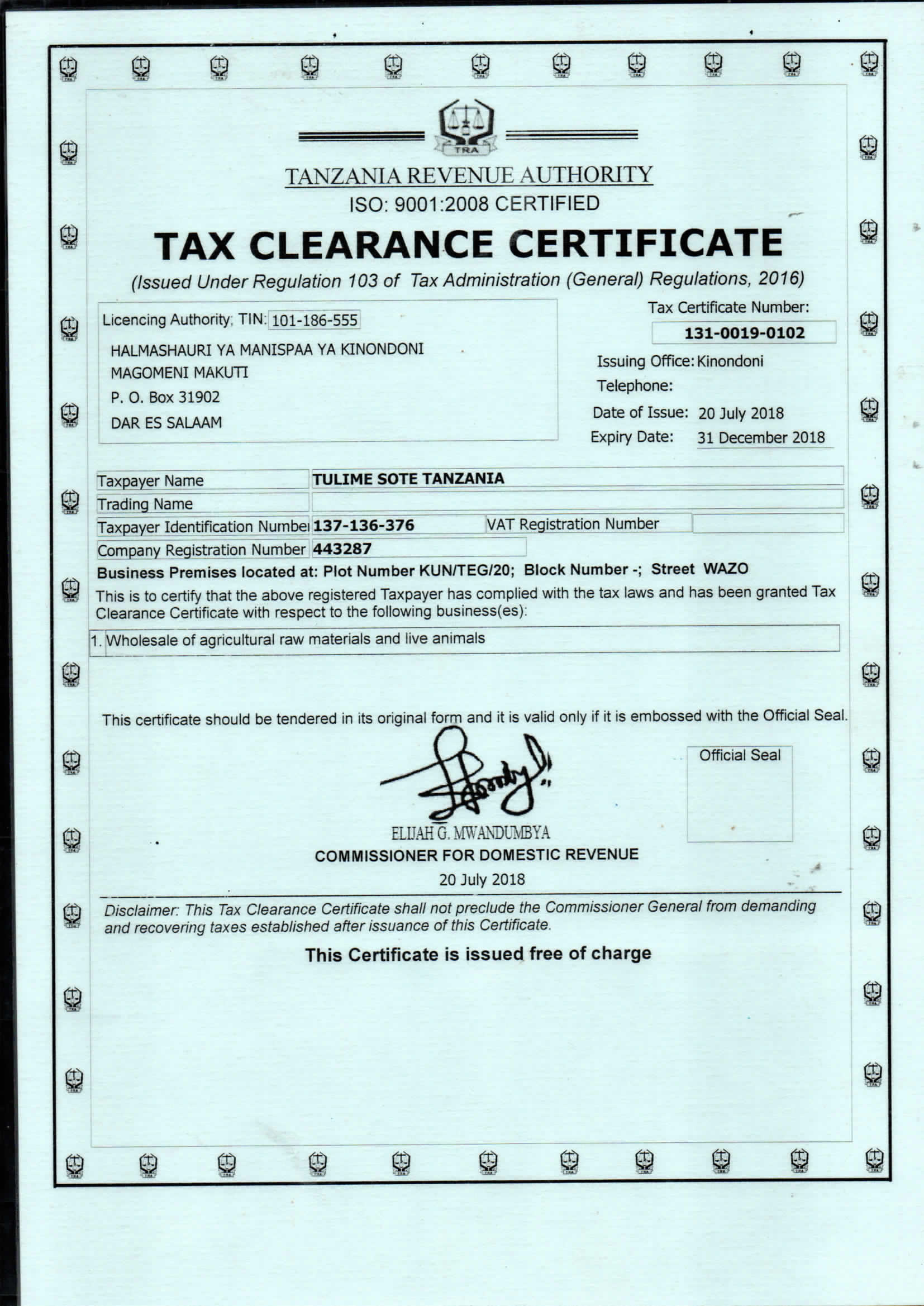 Tax Clearance Image